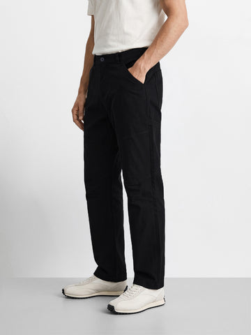 Men's Black Relaxed Fit Solid Utility Cargo