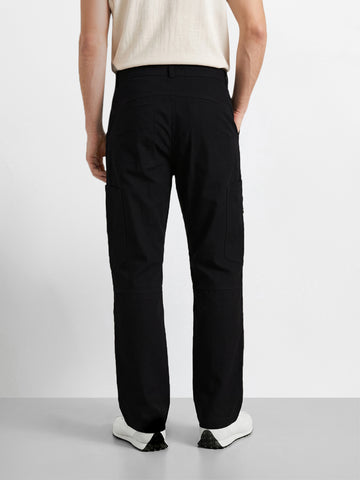 Men's Black Relaxed Fit Solid Utility Cargo