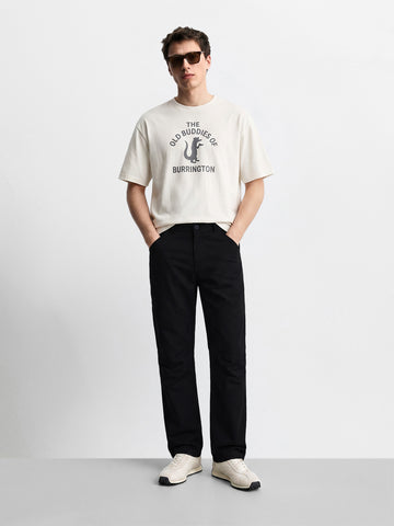 Men's Black Relaxed Fit Solid Utility Cargo