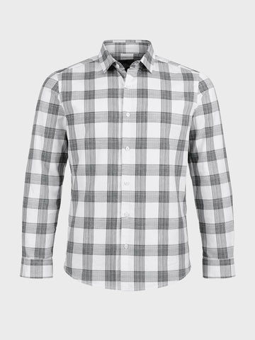Men's White Slim Fit Checked Casual Shirt