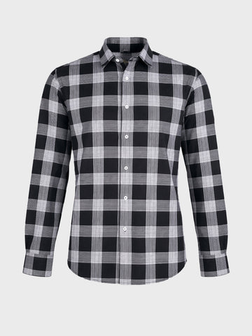 Men's Black Slim Fit Checked Casual Shirt