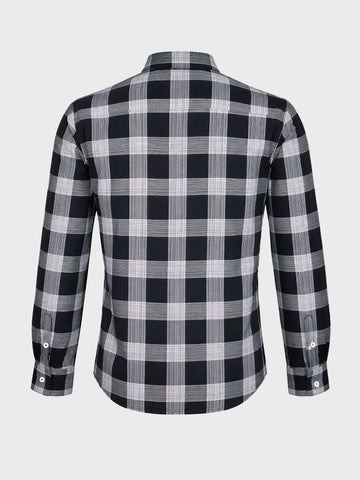 Men's Black Slim Fit Checked Casual Shirt