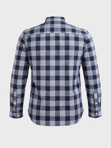 Men's Navy Blue Slim Fit Checked Casual Shirt