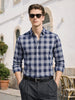 Men's Navy Blue Slim Fit Checked Casual Shirt
