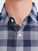 Men's Navy Blue Slim Fit Checked Casual Shirt