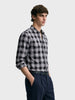Men's Black Slim Fit Checked Casual Shirt