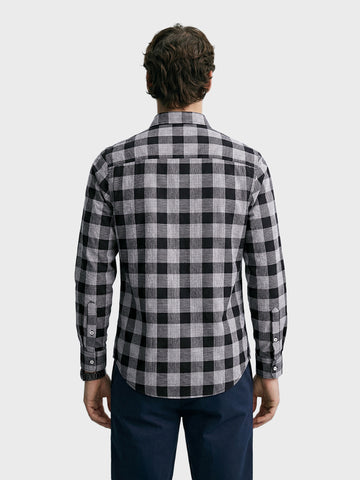 Men's Black Slim Fit Checked Casual Shirt
