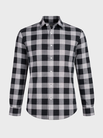 Men's Black Slim Fit Checked Casual Shirt