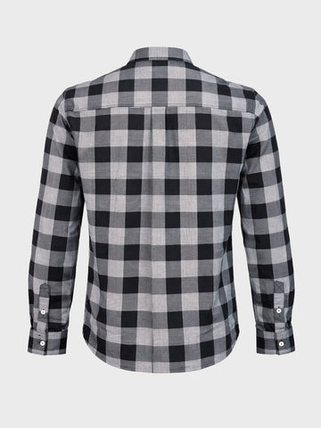 Men's Black Slim Fit Checked Casual Shirt