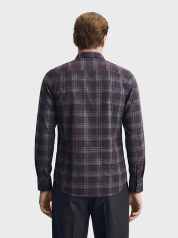 Men's Maroon Slim Fit Checked Casual Shirt