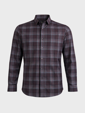 Men's Maroon Slim Fit Checked Casual Shirt