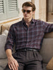 Men's Maroon Slim Fit Checked Casual Shirt