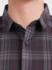 Men's Maroon Slim Fit Checked Casual Shirt