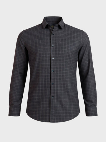 Men's Black Slim Fit Checked Casual Shirt
