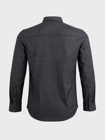Men's Black Slim Fit Checked Casual Shirt