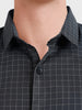 Men's Black Slim Fit Checked Casual Shirt