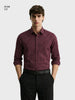 Men's Maroon Slim Fit Checked Casual Shirt