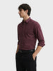 Men's Maroon Slim Fit Checked Casual Shirt