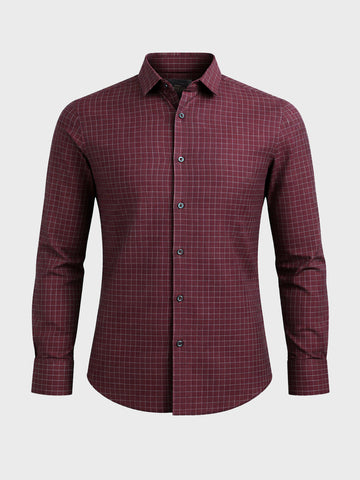 Men's Maroon Slim Fit Checked Casual Shirt