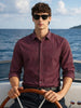 Men's Maroon Slim Fit Checked Casual Shirt