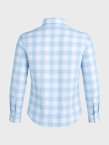 Men's Blue Relaxed Fit Checkered Oddinary Shirt