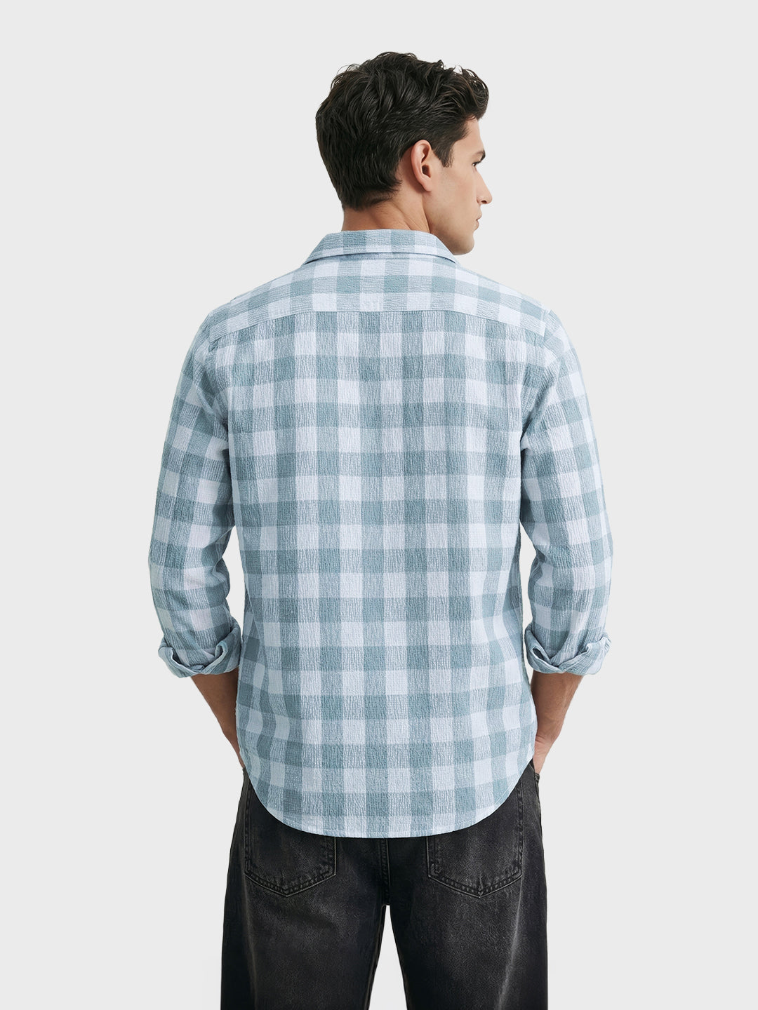 Men's Green Relaxed Fit Checkered Oddinary Shirt