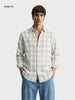 Men's Cream Relaxed Fit Checkered Oddinary Shirt