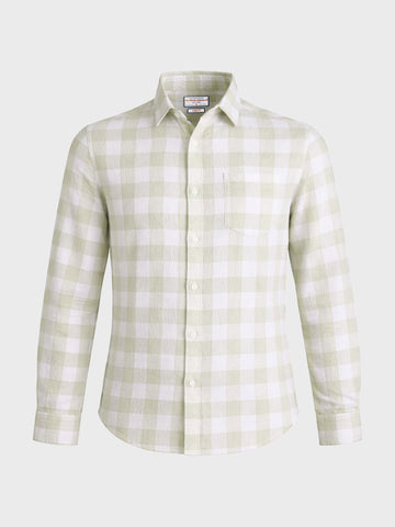 Men's Cream Relaxed Fit Checkered Oddinary Shirt