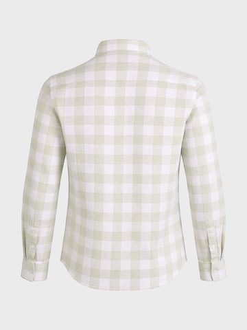 Men's Cream Relaxed Fit Checkered Oddinary Shirt