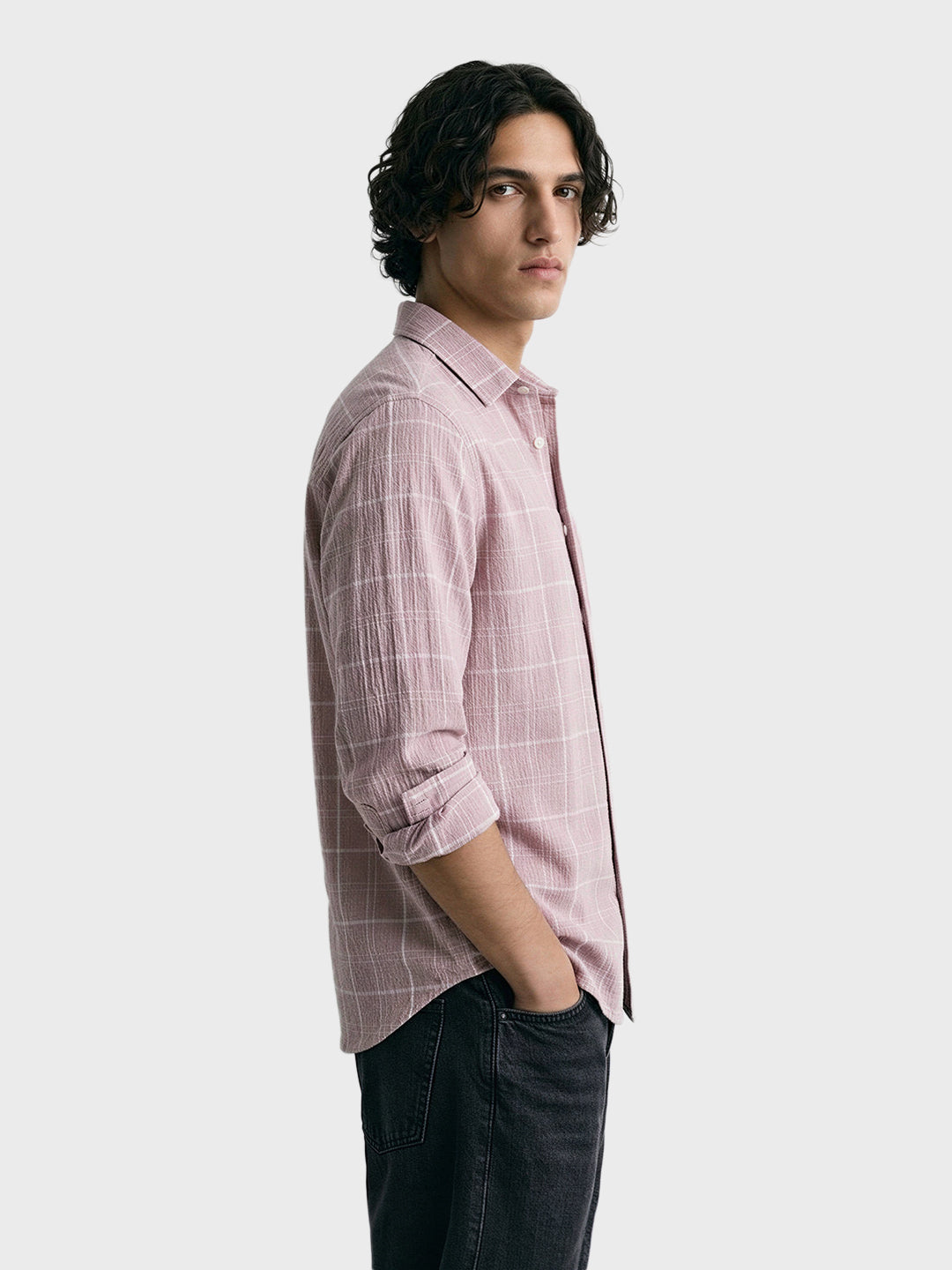 Men's Purple Relaxed Fit Checkered Oddinary Shirt