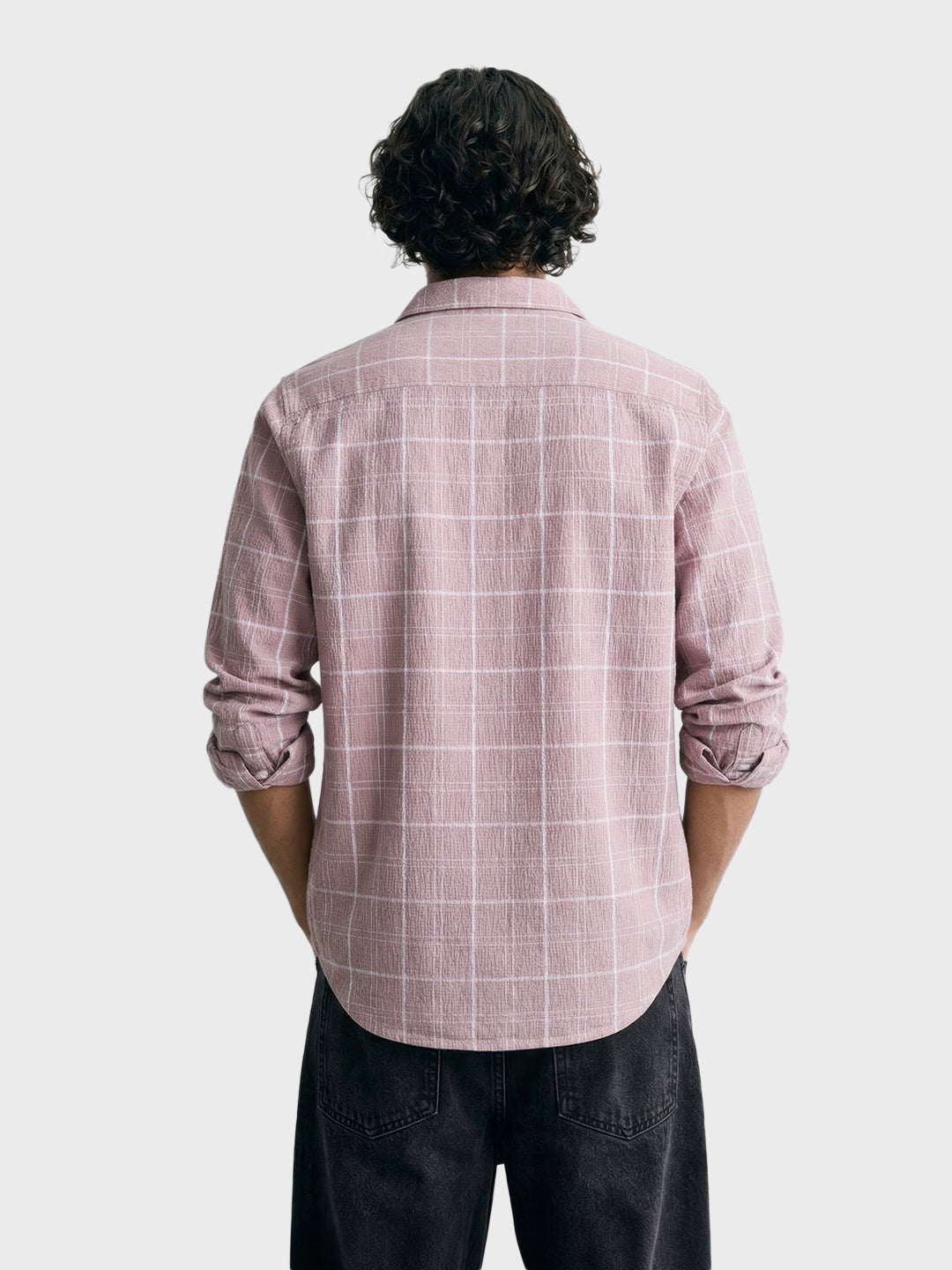 Men's Purple Relaxed Fit Checkered Oddinary Shirt