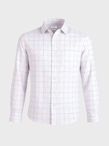 Men's White Relaxed Fit Checkered Oddinary Shirt