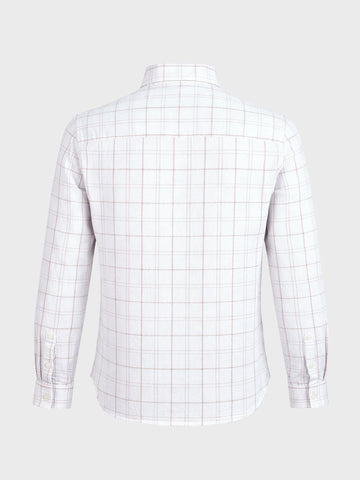 Men's White Relaxed Fit Checkered Oddinary Shirt