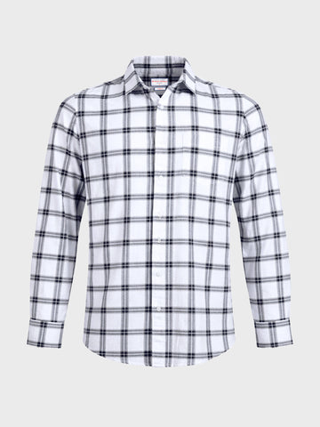 Men's White Slim Fit Checkered Casual Shirts