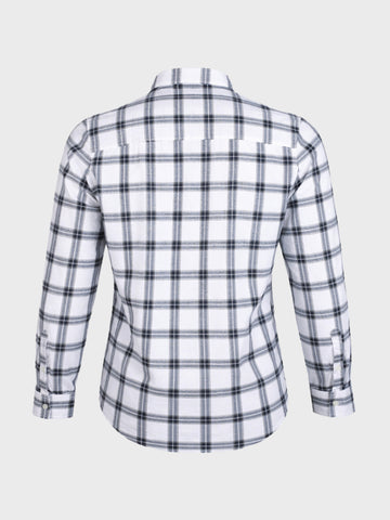 Men's White Slim Fit Checkered Casual Shirts