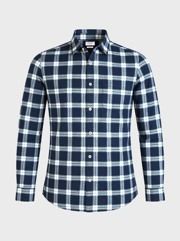 Men's Blue Slim Fit Checkered Casual Shirts