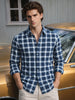 Men's Blue Slim Fit Checkered Casual Shirts
