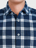 Men's Blue Slim Fit Checkered Casual Shirts