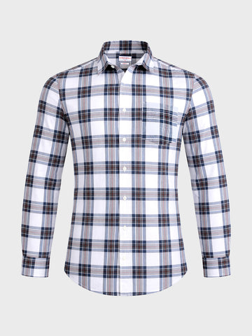 Men's White Slim Fit Checkered Casual Shirts