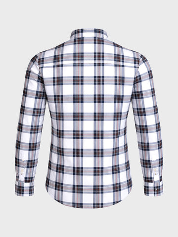 Men's White Slim Fit Checkered Casual Shirts