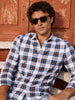 Men's White Slim Fit Checkered Casual Shirts