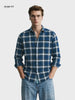 Men's Blue Slim Fit Checkered Casual Shirts