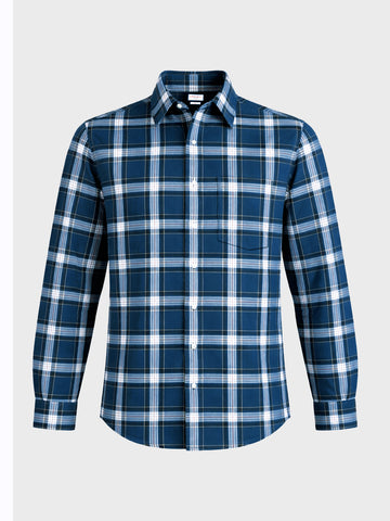 Men's Blue Slim Fit Checkered Casual Shirts