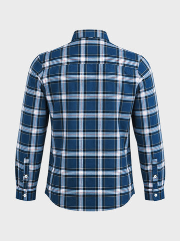 Men's Blue Slim Fit Checkered Casual Shirts
