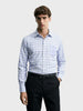 Men's Blue Slim Fit Checked Formal Shirt
