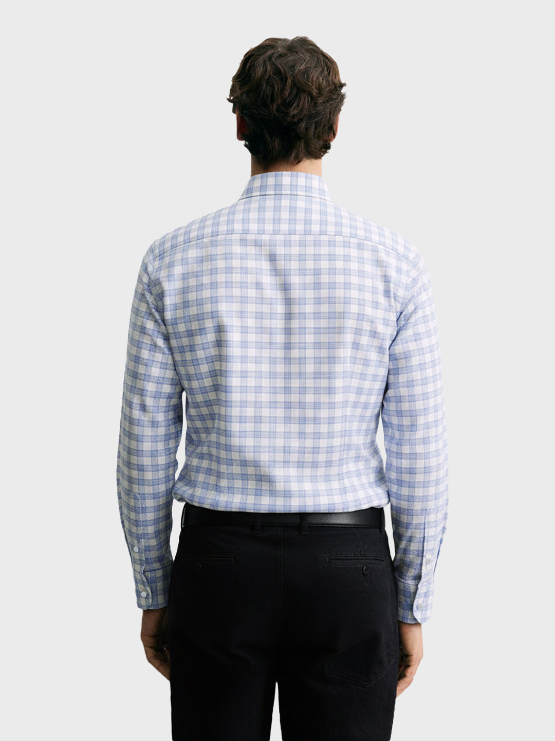 Men's Blue Slim Fit Checked Formal Shirt