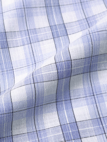 Men's Blue Slim Fit Checked Formal Shirt