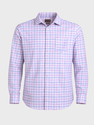 Men's Pink Slim Fit Checked Formal Shirt