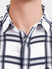 Men's White Slim Fit Checkered Casual Shirt