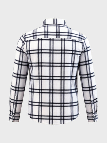 Men's White Slim Fit Checkered Casual Shirt